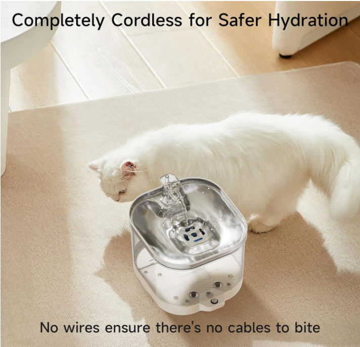 Wireless Stainless Steel Pet Water Fountain - 5000mAh Rechargeable Automatic Dispenser for Cats & Small Dogs