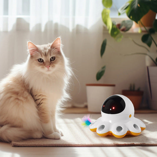 2025 2-in-1 Self-Play Cat Toy Pro - Auto-Rotating Laser Teaser & Whack-a-Mole Game with LED, Boredom Buster for Indoor Cats