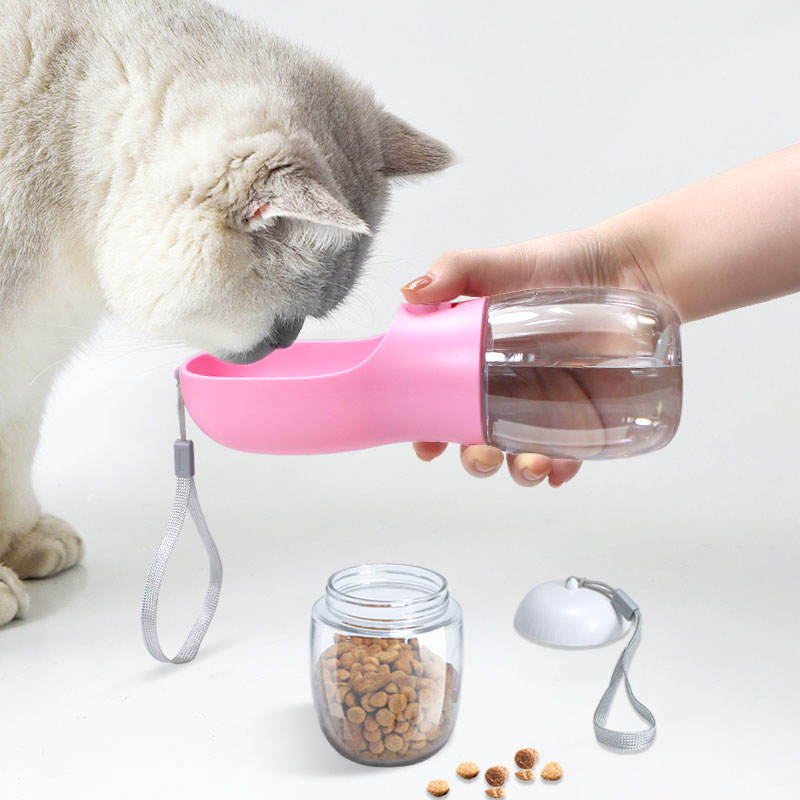 Portable 2-in-1 Food & Water Bowl - Large Capacity Thermal-Safe Plastic for Cats & Dogs