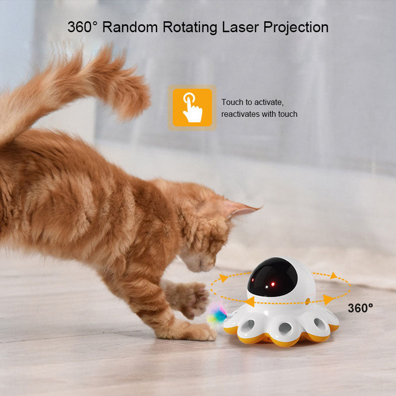 2025 2-in-1 Self-Play Cat Toy Pro - Auto-Rotating Laser Teaser & Whack-a-Mole Game with LED, Boredom Buster for Indoor Cats