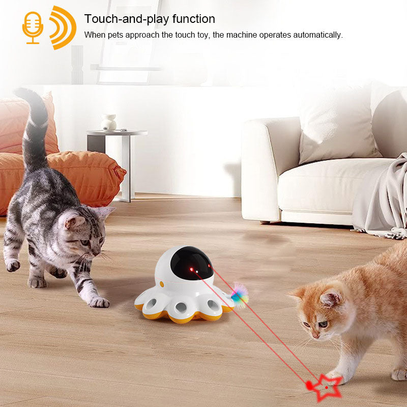 2025 2-in-1 Self-Play Cat Toy Pro - Auto-Rotating Laser Teaser & Whack-a-Mole Game with LED, Boredom Buster for Indoor Cats