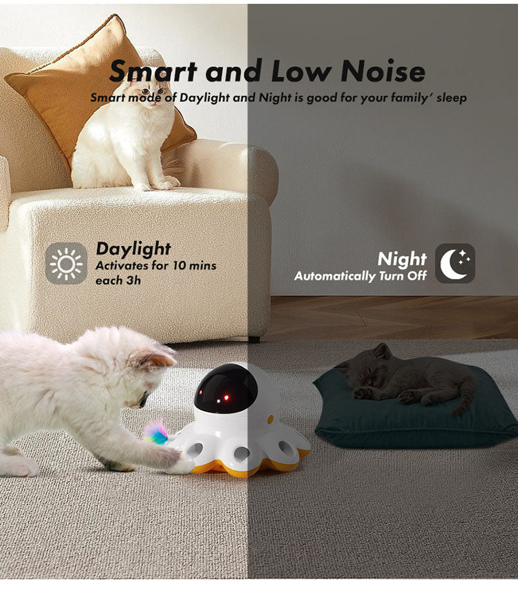 2025 2-in-1 Self-Play Cat Toy Pro - Auto-Rotating Laser Teaser & Whack-a-Mole Game with LED, Boredom Buster for Indoor Cats