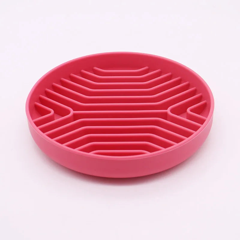Silicone Slow Feeder Dog Bowl with Non-Slip Suction Base - Anti-Gulp & Non-Tip Bowl for Easy Feeding