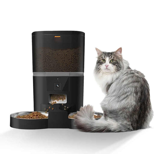4L/6L Smart Pet Feeder with 1080p Camera & 5G WiFi - Automatic Dog Cat Feeder,Stainless Steel Double Bowls,Timer APP Control