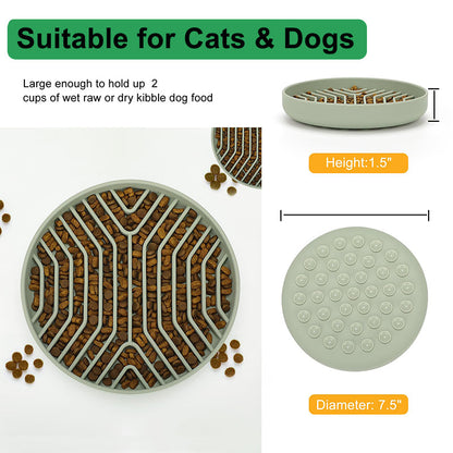 Silicone Slow Feeder Dog Bowl with Non-Slip Suction Base - Anti-Gulp & Non-Tip Bowl for Easy Feeding