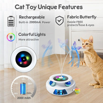 2025 Smart Cat Teaser Pro - Auto-Rotate Electric Toy with Catnip Compartment, Hands-Free Play for Bored Cats