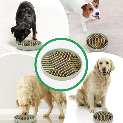 Silicone Slow Feeder Dog Bowl with Non-Slip Suction Base - Anti-Gulp & Non-Tip Bowl for Easy Feeding