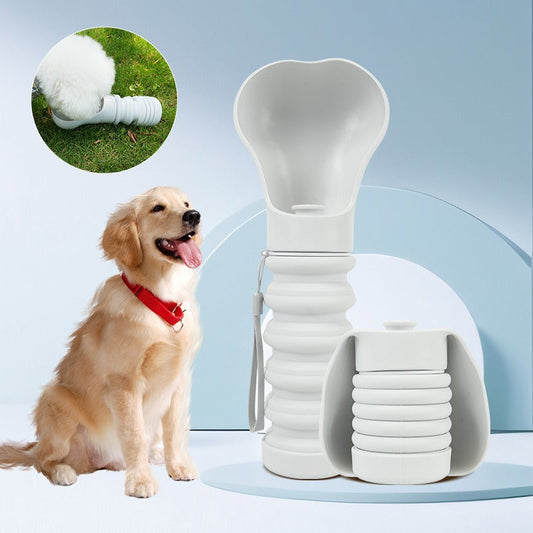 Portable Folding Dog Water Bottle - 350ml Leak-Proof Travel Cup with Collapsible Bowl, One-Touch Flow for Outdoor Hiking