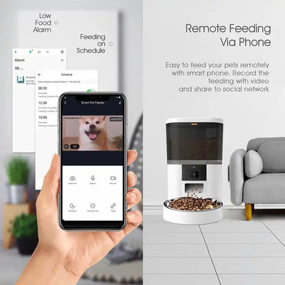 4L/6L Smart Pet Feeder with 1080p Camera & 5G WiFi - Automatic Dog Cat Feeder, Stainless Steel single-Bowls, Timer APP Control