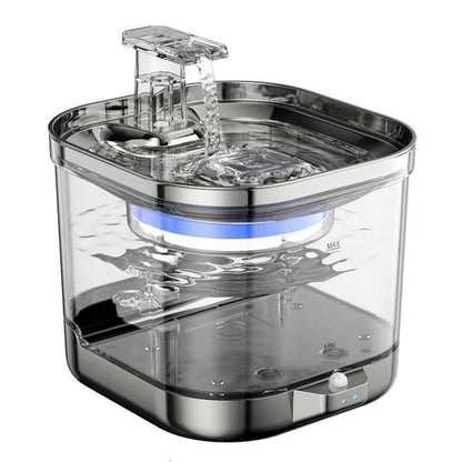 Wireless Stainless Steel Pet Water Fountain - 5000mAh Rechargeable Automatic Dispenser for Cats & Small Dogs