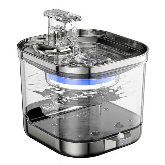 Wireless Stainless Steel Pet Water Fountain - 5000mAh Rechargeable Automatic Dispenser for Cats & Small Dogs
