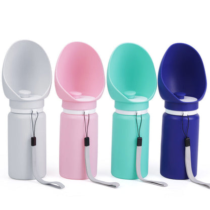 Portable Folding Dog Water Bottle - 550ml Leak-Proof Travel Cup with Collapsible Bowl, One-Touch Flow for Outdoor Hiking