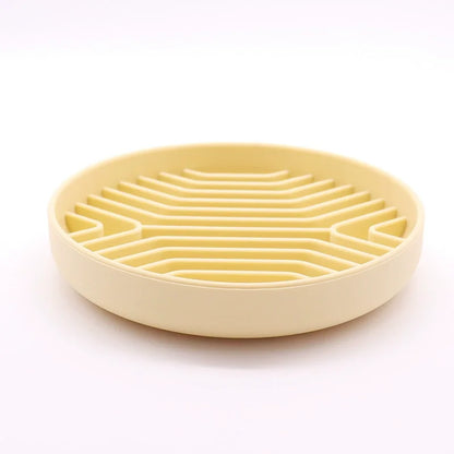 Silicone Slow Feeder Dog Bowl with Non-Slip Suction Base - Anti-Gulp & Non-Tip Bowl for Easy Feeding