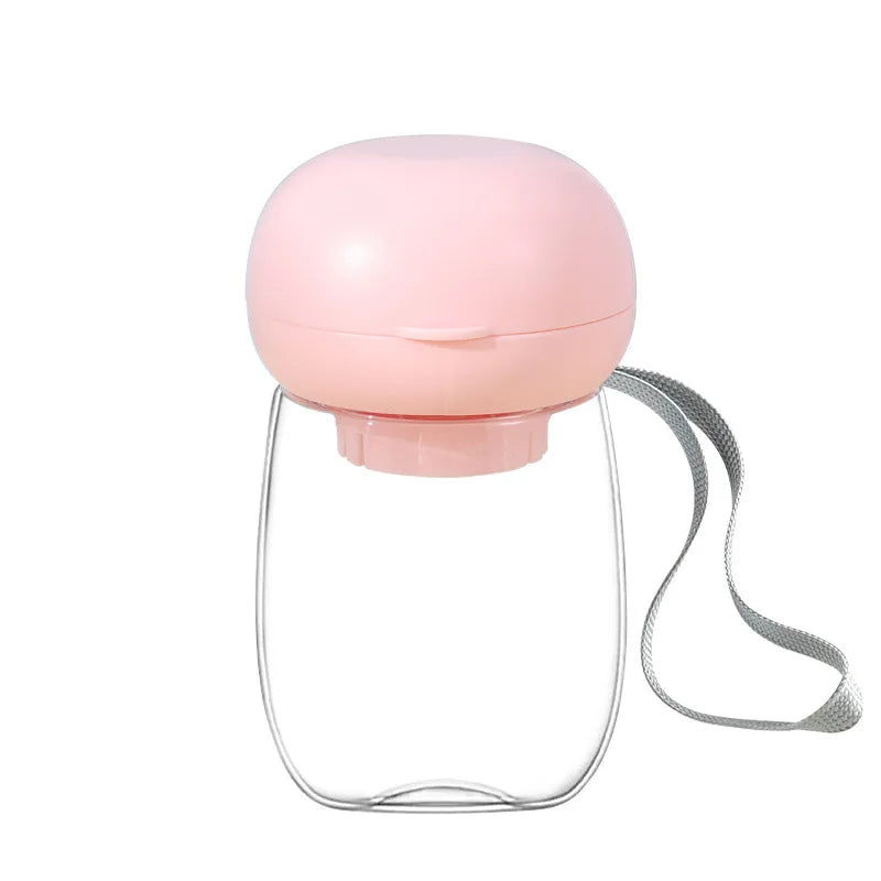 Portable Pet Water Bottle with Built-in Bowl - 2 Sizes (13cm/18cm) - Lightweight & Food-Grade - One-Hand Operation for Cats & Small Dogs