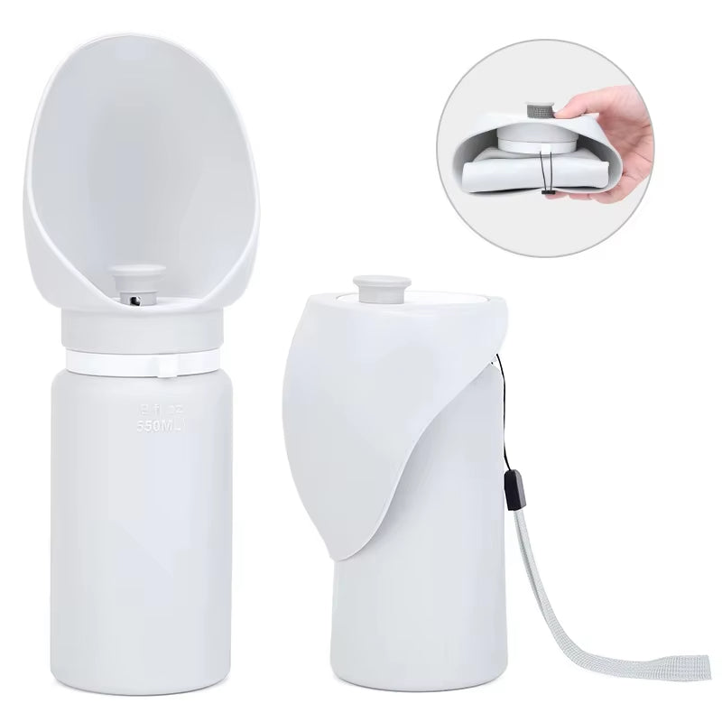 Portable Folding Dog Water Bottle - 550ml Leak-Proof Travel Cup with Collapsible Bowl, One-Touch Flow for Outdoor Hiking