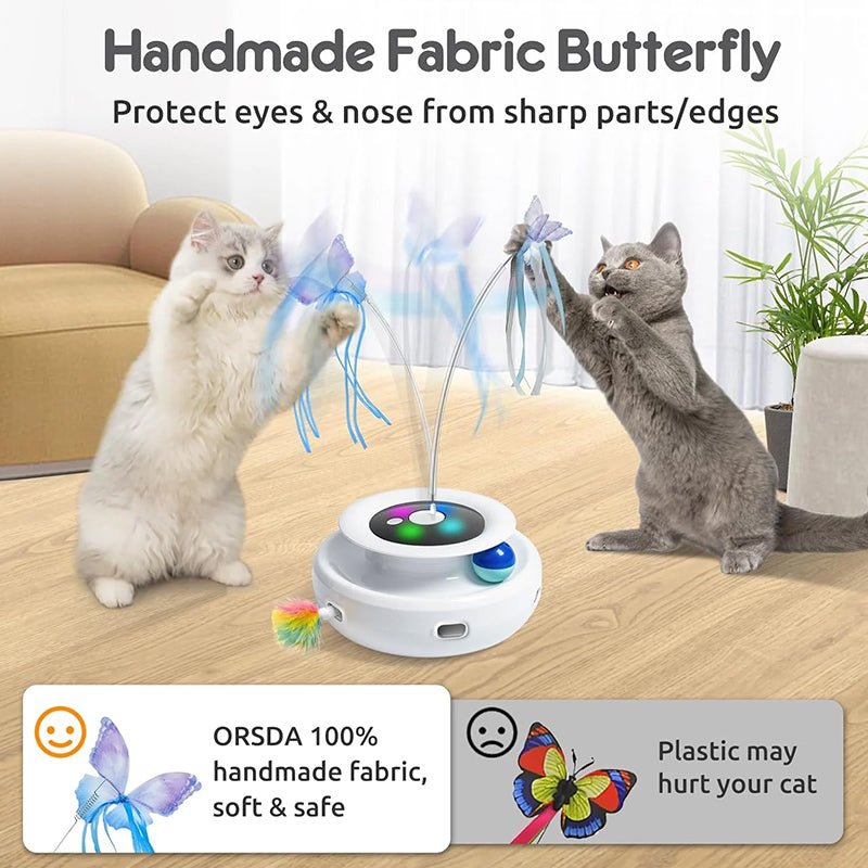 2025 Smart Cat Teaser Pro - Auto-Rotate Electric Toy with Catnip Compartment, Hands-Free Play for Bored Cats