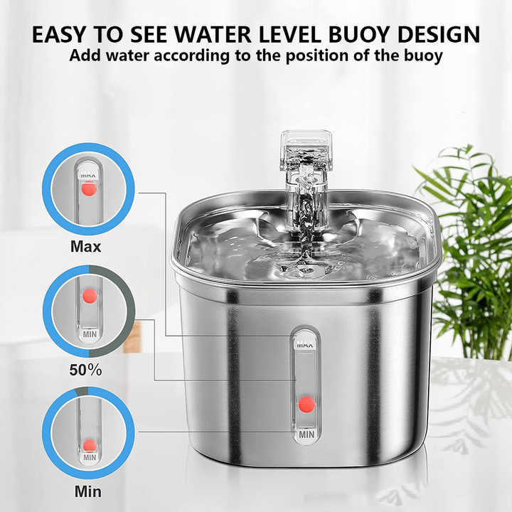 Smart Sensor Cats & Dogs Water Fountain 2.2L - Stainless Steel Pet Drinker with Motion-Activated Flow
