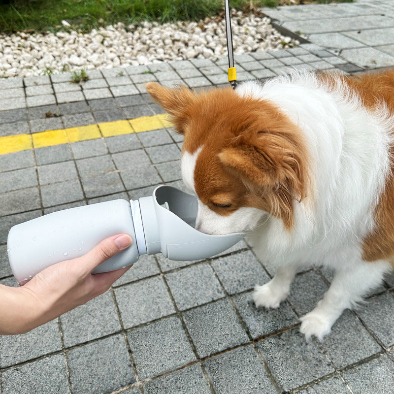 Portable Folding Dog Water Bottle - 550ml Leak-Proof Travel Cup with Collapsible Bowl, One-Touch Flow for Outdoor Hiking