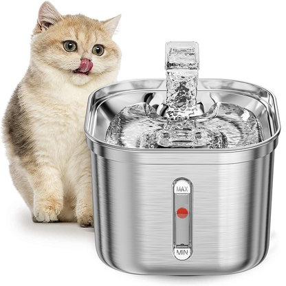 Smart Sensor Cats & Dogs Water Fountain 2.2L - Stainless Steel Pet Drinker with Motion-Activated Flow