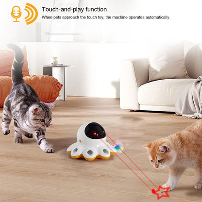 2025 2-in-1 Self-Play Cat Toy Pro - Auto-Rotating Laser Teaser & Whack-a-Mole Game with LED, Boredom Buster for Indoor Cats