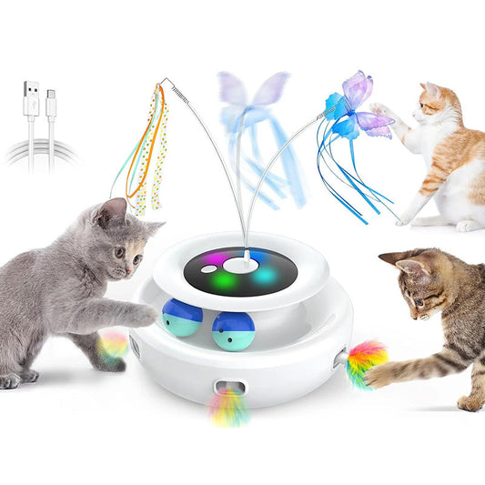2025 Smart Cat Teaser Pro - Auto-Rotate Electric Toy with Catnip Compartment, Hands-Free Play for Bored Cats