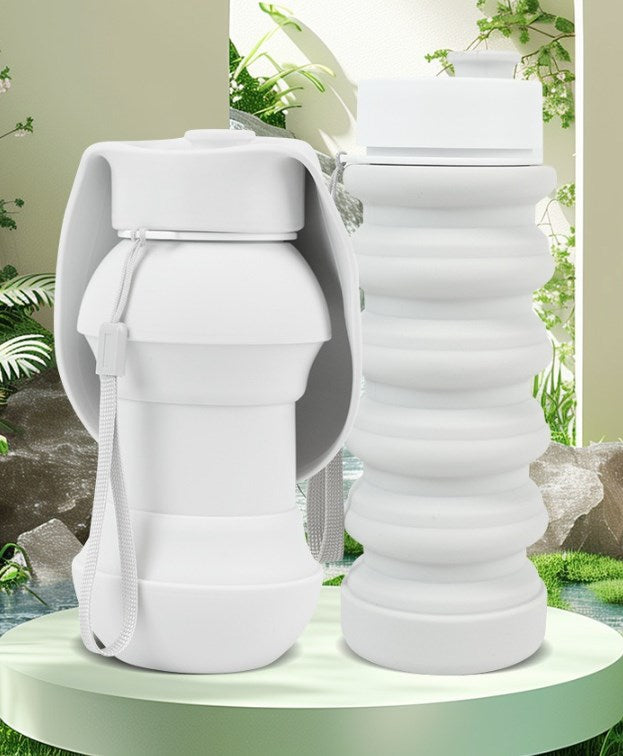 Portable Folding Dog Water Bottle - 350ml Leak-Proof Travel Cup with Collapsible Bowl, One-Touch Flow for Outdoor Hiking