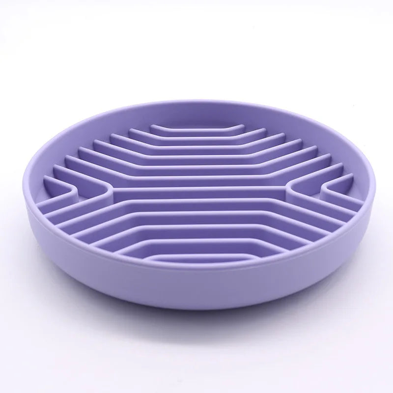 Silicone Slow Feeder Dog Bowl with Non-Slip Suction Base - Anti-Gulp & Non-Tip Bowl for Easy Feeding