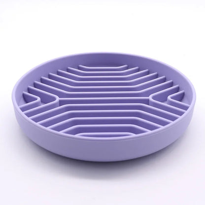 Silicone Slow Feeder Dog Bowl with Non-Slip Suction Base - Anti-Gulp & Non-Tip Bowl for Easy Feeding