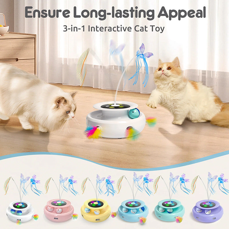 2025 Smart Cat Teaser Pro - Auto-Rotate Electric Toy with Catnip Compartment, Hands-Free Play for Bored Cats