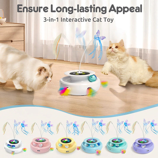 2025 Smart Cat Teaser Pro - Auto-Rotate Electric Toy with Catnip Compartment, Hands-Free Play for Bored Cats