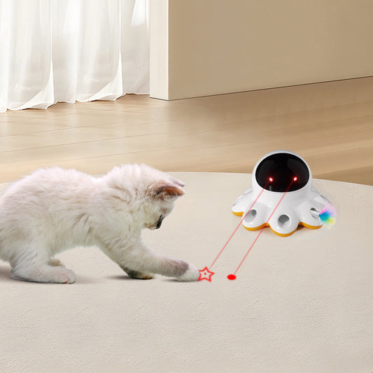 2025 2-in-1 Self-Play Cat Toy Pro - Auto-Rotating Laser Teaser & Whack-a-Mole Game with LED, Boredom Buster for Indoor Cats