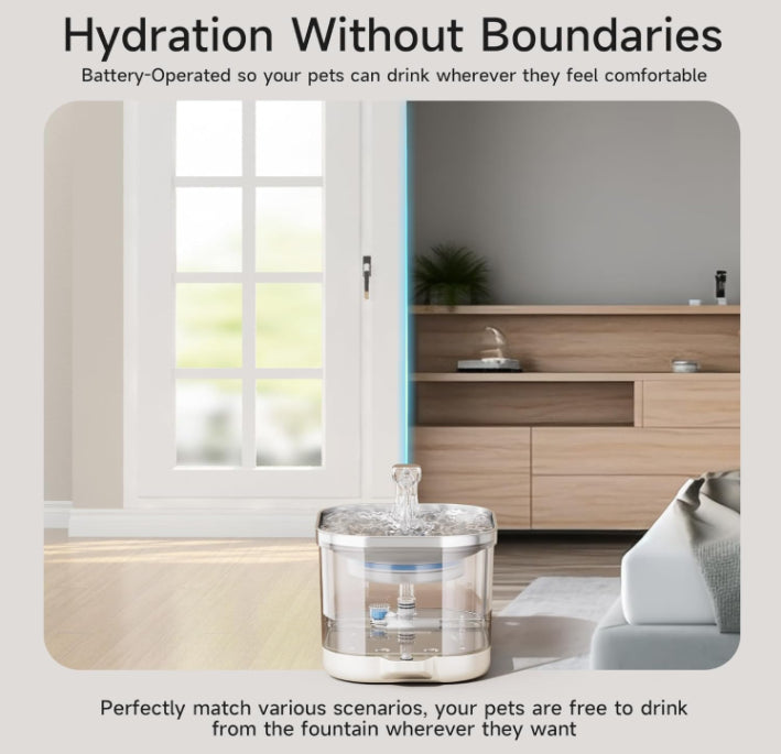 Wireless Stainless Steel Pet Water Fountain - 5000mAh Rechargeable Automatic Dispenser for Cats & Small Dogs