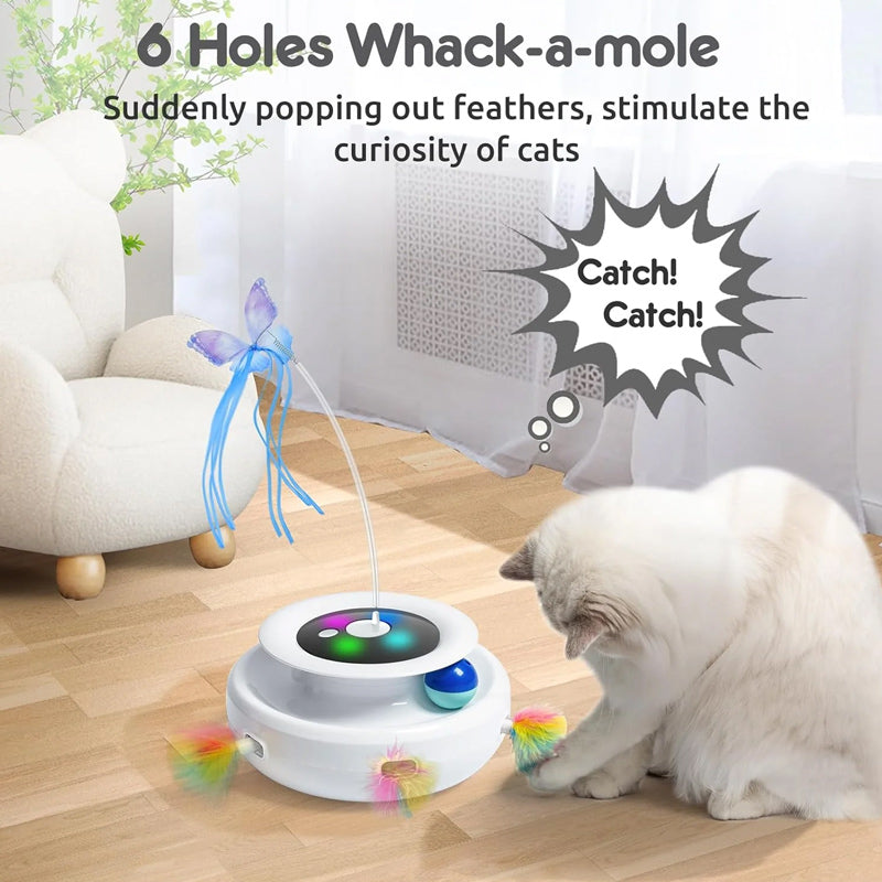 2025 Smart Cat Teaser Pro - Auto-Rotate Electric Toy with Catnip Compartment, Hands-Free Play for Bored Cats