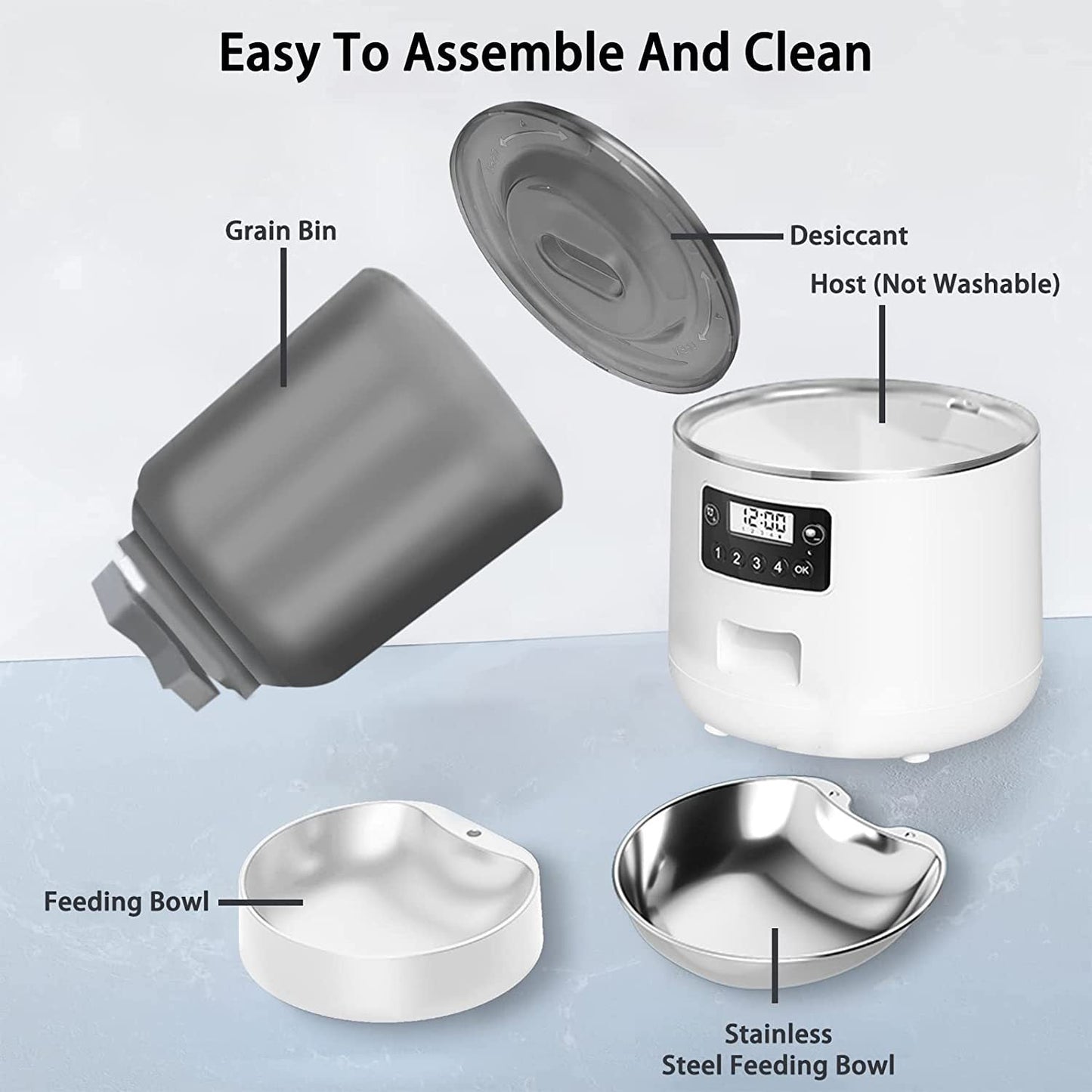 Smart WiFi Pet Feeder 4L - Auto Food Dispenser for Cats & Dogs with Tuya APP Control, Timed Feeding & Portion Control