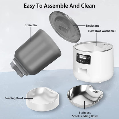 Smart WiFi Pet Feeder 4L - Auto Food Dispenser for Cats & Dogs with Tuya APP Control, Timed Feeding & Portion Control