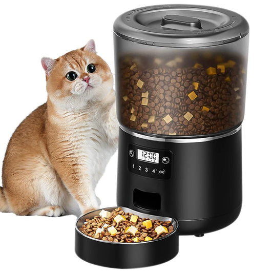 Smart WiFi Pet Feeder 4L - Auto Food Dispenser for Cats & Dogs with Tuya APP Control, Timed Feeding & Portion Control