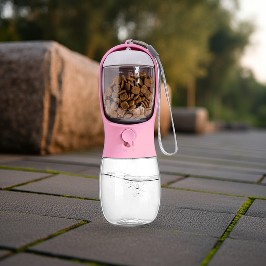 Portable 2-in-1 Food & Water Bowl - Large Capacity Thermal-Safe Plastic for Cats & Dogs