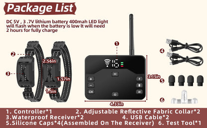 Dual Dog Wireless Fence (2025) - 985ft Electric Fence & Waterproof Training Collar